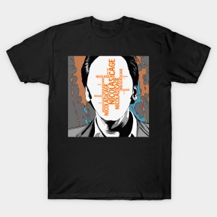 Nicolas Cage stolen face black white vector art fan works graphic design by ironpalette T-Shirt